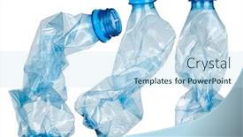  Presentation with plastic - PPT theme consisting of used-plastic-bottles-on-white background and a sky blue colored foreground