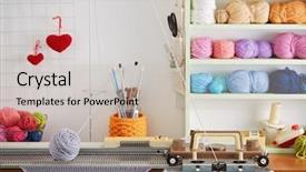  Presentation with knitting - Colorful presentation theme enhanced with used to create knitted fabric backdrop and a soft green colored foreground