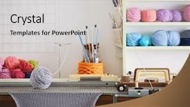  Presentation with knitting - Slide set having used to create knitted fabric background and a light gray colored foreground