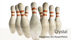  Presentation with bowling - Presentation design with used vintage bowling pins falling background and a lemonade colored foreground
