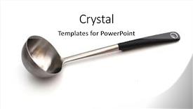  Presentation with metal - Presentation design featuring useful - metal ladle isolated on white background and a white colored foreground