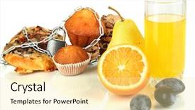  Presentation with food white layout - Audience pleasing theme consisting of useful and harmful food isolated backdrop and a  colored foreground