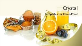  Presentation with food white layout - Cool new slides with useful and harmful food isolated backdrop and a  colored foreground