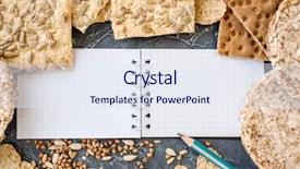  Presentation with sunflower - Colorful slide set enhanced with useful dietary crispbread flakes buckwheat backdrop and a sky blue colored foreground