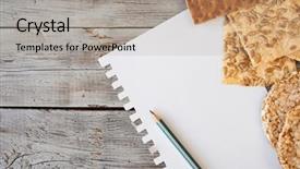  Presentation with sunflower - Beautiful slides featuring useful dietary crispbread flakes buckwheat backdrop and a light gray colored foreground