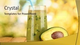  Presentation with fresh avocado - Presentation theme featuring useful fresh avocado and half avocado on wooden table on natural background background and a blonde colored foreground