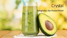  Presentation with fresh avocado - Slides consisting of useful fresh avocado and half avocado on wooden table on natural background background and a yellow colored foreground