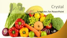  Presentation with fresh fruits vegetables - Presentation design enhanced with useful-fresh-fruits-and-vegetables background and a blonde colored foreground