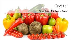  Presentation with fresh fruits vegetables - PPT theme enhanced with useful-fresh-fruits-and-vegetables background and a white colored foreground