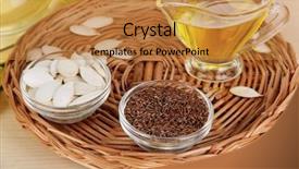  Presentation with seed oil - Audience pleasing presentation design consisting of useful linseed oil and pumpkin backdrop and a gold colored foreground