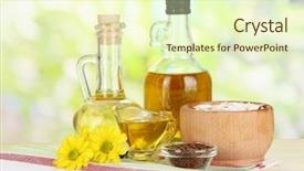  Presentation with seed oil - PPT layouts consisting of useful linseed oil and pumpkin background and a soft green colored foreground