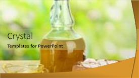  Presentation with seed oil - Presentation enhanced with bottle herbs basil flower - useful pumpkin seed oil background and a yellow colored foreground