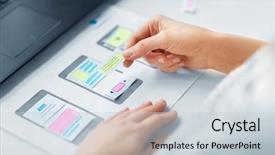  Presentation with web design - Slide set with user interface and creating wireframe background and a lemonade colored foreground