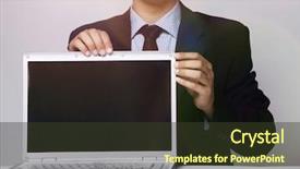  Presentation with stage shows - Presentation theme having user manual - closeup businessman shows a stylish background and a tawny brown colored foreground