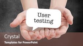  Presentation with testing - Cool new PPT theme with user-testing-written backdrop and a coral colored foreground