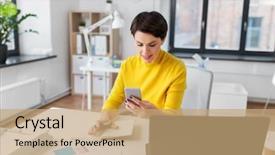  Presentation with notebook design - Colorful presentation design enhanced with users - business technology and user interface backdrop and a coral colored foreground