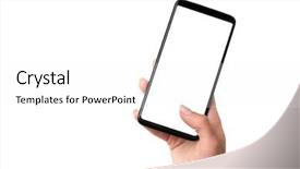  Presentation with smartphone - Amazing slide set having users - user holding modern smartphone backdrop and a white colored foreground