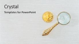  Presentation with magnifying glass - PPT theme having uses money - use a magnifying glass background and a light gray colored foreground