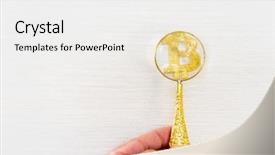  Presentation with blonde holds a magnifying glass - Slide deck enhanced with uses money - use a magnifying glass background and a white colored foreground