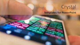  Presentation with market data - Slide set consisting of using-a-mobile-device background and a coral colored foreground