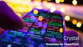  Presentation with market data - Slides featuring using-a-mobile-device background and a navy blue colored foreground