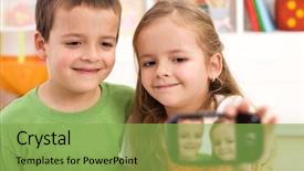  Presentation with kids - Audience pleasing presentation theme consisting of using a modern mobile phone backdrop and a seafoam green colored foreground