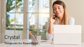  Presentation with mobil home park - Beautiful slide deck featuring using a smartphone mobile phone backdrop and a soft green colored foreground