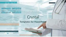  Presentation with genes and dna - Beautiful slide deck featuring using a tablet with dna backdrop and a sky blue colored foreground