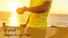  Presentation with healthy-lifestyle - Slide set with cyclist using an activity track background and a gold colored foreground