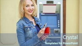  Presentation with account receivable - Slide set consisting of using an automated teller machine background and a ocean colored foreground