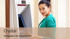  Presentation with asian - Presentation theme consisting of using an automated teller machine background and a coral colored foreground