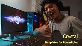  Presentation with video game 3d play games - Audience pleasing slides consisting of using backlit colorful keyboard backdrop and a tawny brown colored foreground