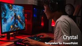  Presentation with computer room - Slides featuring using backlit colorful keyboard background and a tawny brown colored foreground