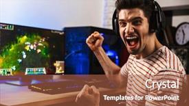  Presentation with video games playing - Audience pleasing slides consisting of using backlit colorful keyboard backdrop and a red colored foreground