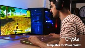  Presentation with video games playing - Beautiful slides featuring using backlit colorful keyboard backdrop and a tawny brown colored foreground