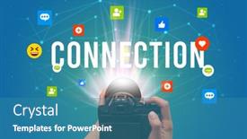  Presentation with social media camera - PPT theme with using-camera-to-capture-social background and a teal colored foreground