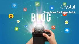  Presentation with social media camera - Audience pleasing slide deck consisting of using-camera-to-capture-social backdrop and a teal colored foreground