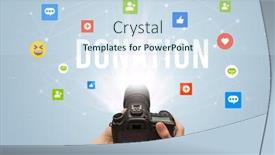  Presentation with social media camera - Audience pleasing slides consisting of using-camera-to-capture-social backdrop and a sky blue colored foreground