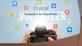  Presentation with social media camera - Presentation theme enhanced with using-camera-to-capture-social background and a sky blue colored foreground