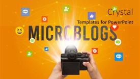  Presentation with social media camera - PPT theme consisting of using-camera-to-capture-social background and a gold colored foreground