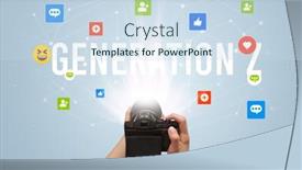  Presentation with social media camera - Cool new presentation design with using-camera-to-capture-social backdrop and a sky blue colored foreground