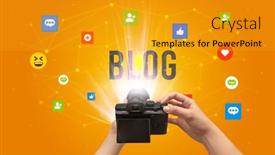  Presentation with social media camera - Theme consisting of using-camera-to-capture-social background and a gold colored foreground