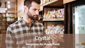  Presentation with grocery - Presentation design featuring using cell phone in grocery background and a  colored foreground