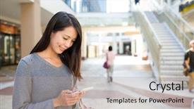  Presentation with mall - Cool new slides with using cellphone at shopping mall backdrop and a coral colored foreground