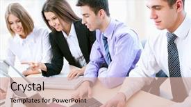  Presentation with business training - Presentation design featuring using computer at business training background and a lemonade colored foreground