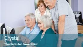  Presentation with people - Colorful theme enhanced with using computer together in class backdrop and a ocean colored foreground