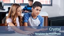  Presentation with teenage - Cool new PPT layouts with district of la defense backdrop and a sky blue colored foreground