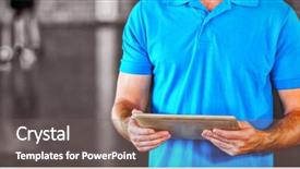  Presentation with using digital tablet - Presentation theme having using digital tablet in basketball background and a gray colored foreground