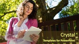  Presentation with using digital tablet - Colorful slide set enhanced with using digital tablet in garden backdrop and a tawny brown colored foreground