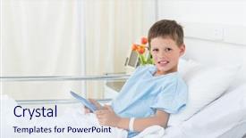  Presentation with digital hospital - Colorful theme enhanced with using digital tablet in hospital backdrop and a sky blue colored foreground